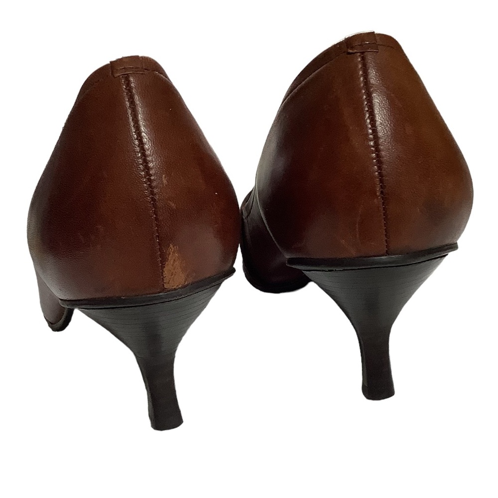 US 8 Cathy Jean Brazil Vintage Buckle Brown Leather Kitten Heels READ - Picture 5 of 16